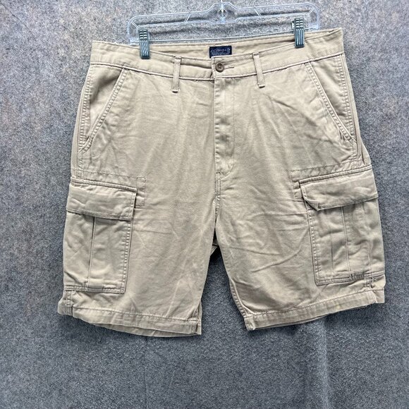 Levi’s Cargo Shorts Mens 34 Khaki Beige Cotton Twill Utility Pockets Casual - Picture 1 of 11